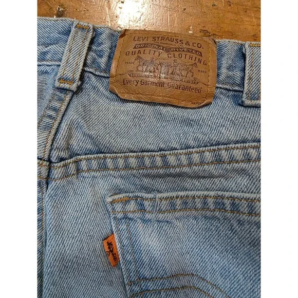 Vintage Levis 506 Orange Tab Jeans Light Wash Straight Leg Denim 36x30 - Picture 3 of 4